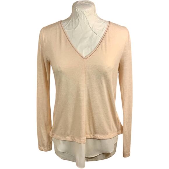 White House Black Market Layer Top XS Classy V-Neck Pastel Beaded Tunic Office - Picture 1 of 9